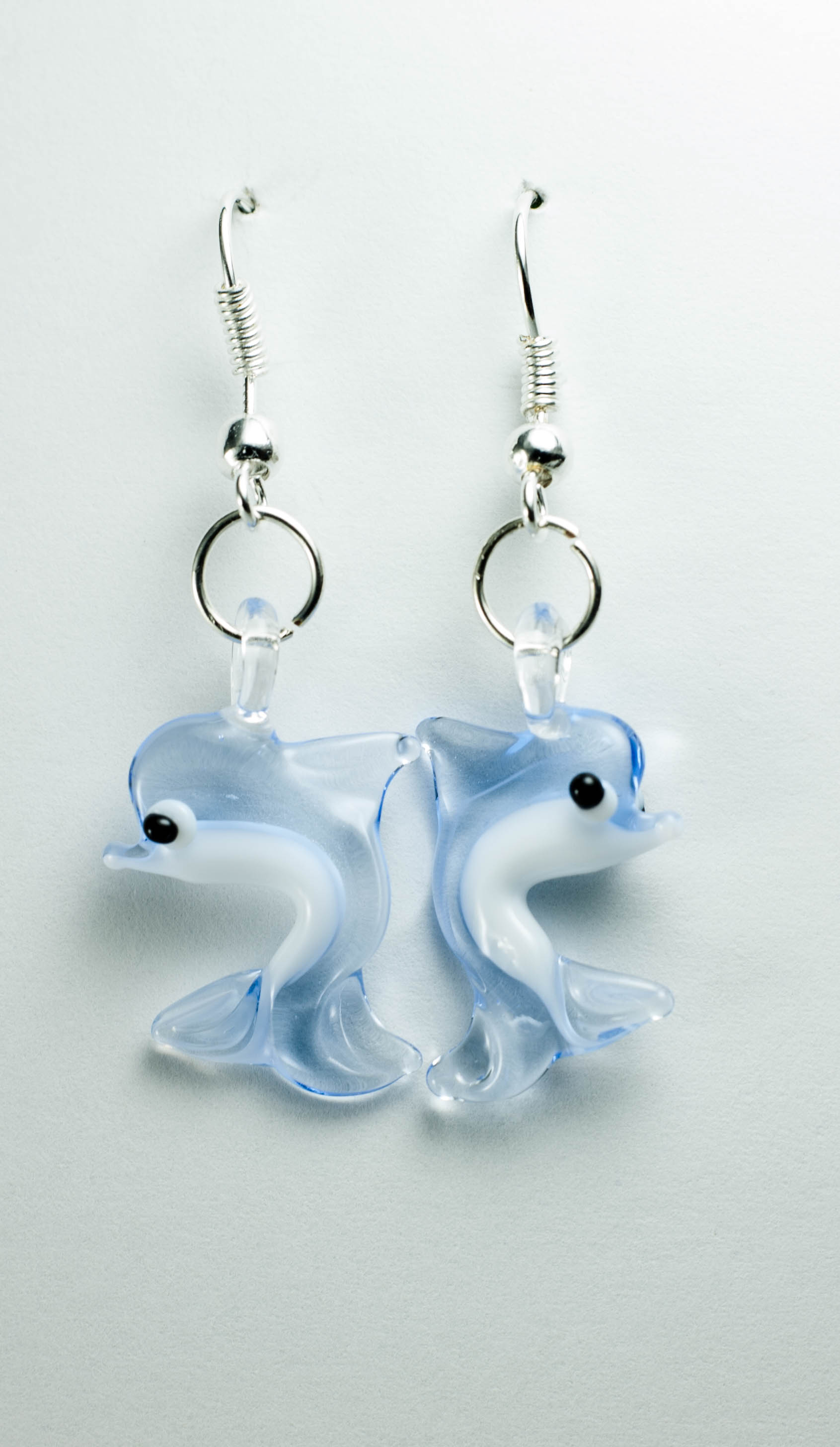 Naušnice Delfini svijetloplava prozirna